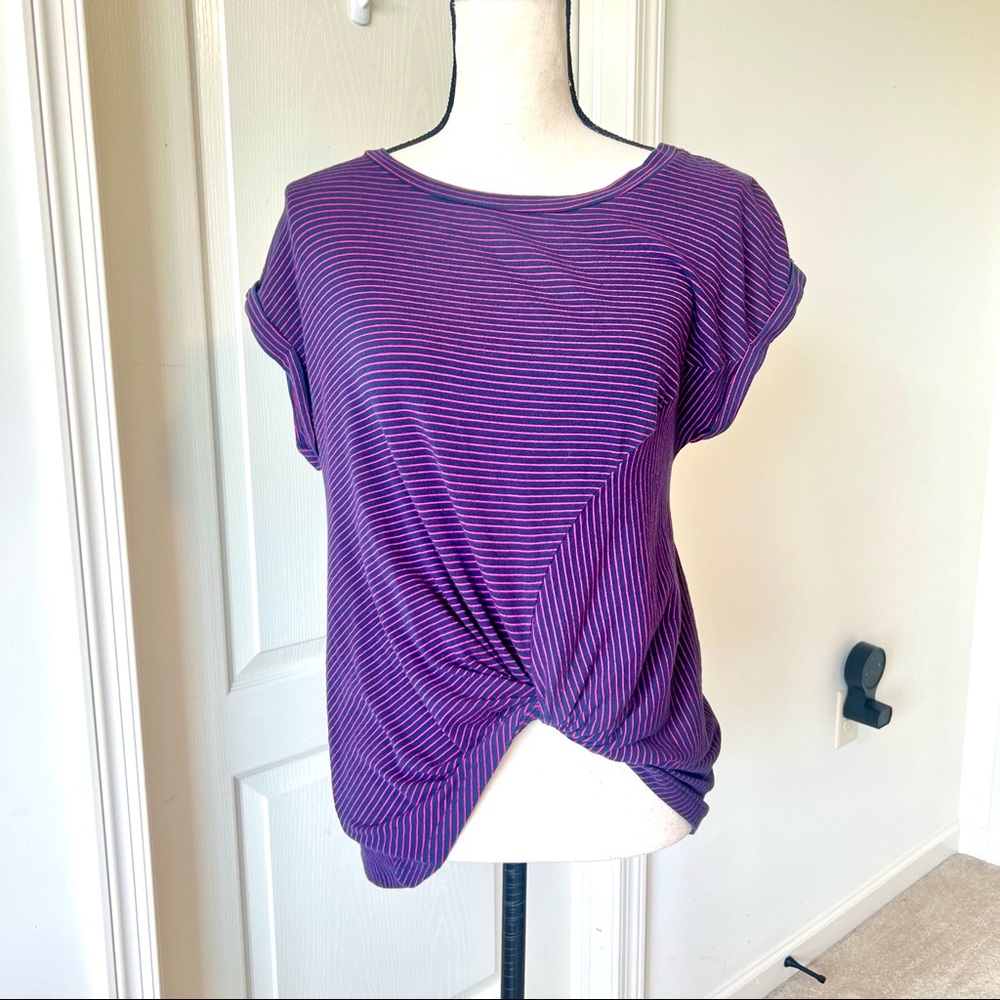 ANTHROPOLOGIE W5 Striped Twist Knot T-Shirt—SZ. Small